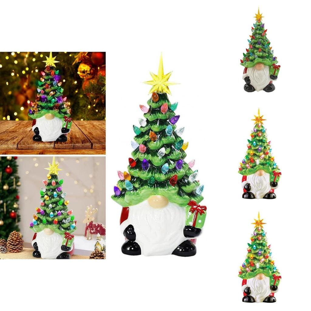 Lighted Christmas Gnomes Resin Ornament With Sculpted Design For Festive Display