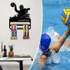 Custom Metal Trophy Swimming Polo Athlete Holder with Inscription & Emblem, Utility Hooks, 1pc