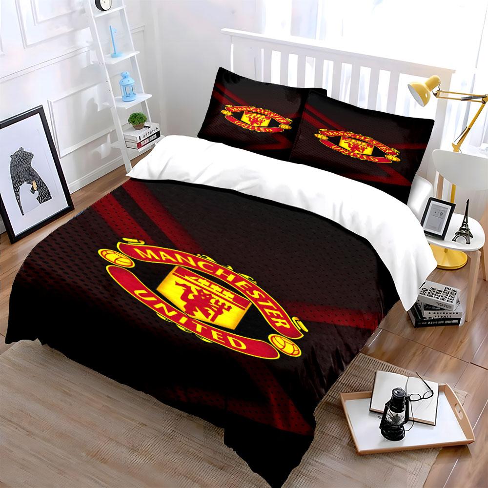 Motivo del logo del Manchester United. Set lenzuola Set copripiumino Copripiumini Federe(1*Copripiumino 2*Federe senza imbottitura piumone)