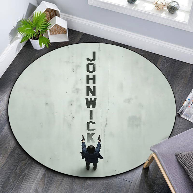 John Wick Pattern Round rug,Carpet Rug for Living Room Bedroom Playroom ,Non-slip Floor Mat,Holiday Gifts and Birthday Gifts.