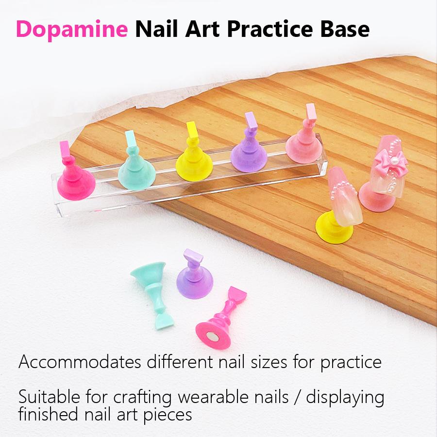 Magnetic Neon Color Nail Art Practice Base Nail Tips Holder Set for Press-on Nails Display Salon and Home Use