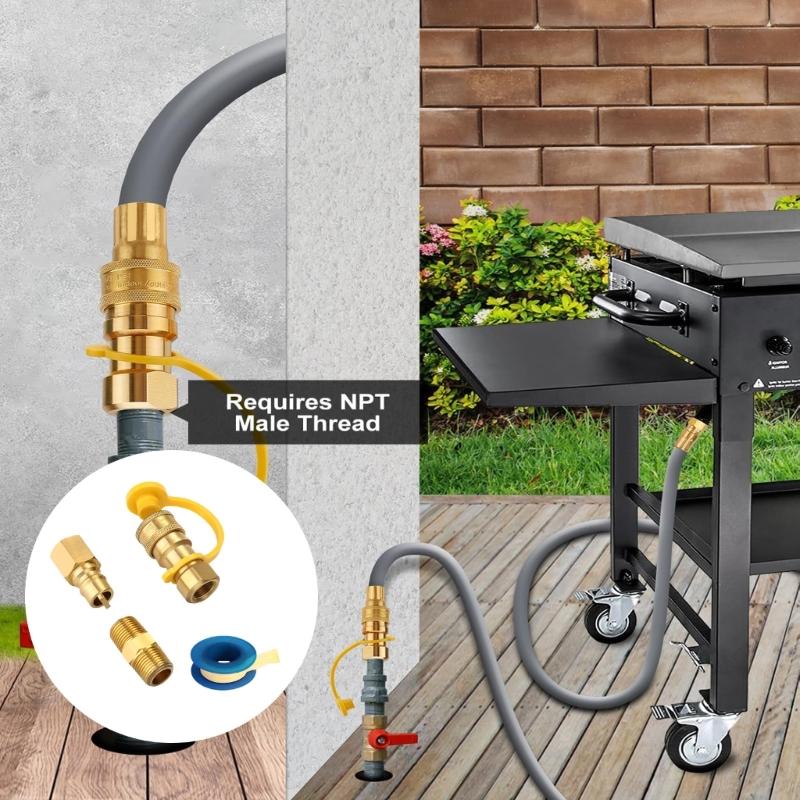 Metal Gas Quick Connecting Fittings Secure Sealing Technology Prevents Leaks Suitable for Outdoor Cooking and Home Use