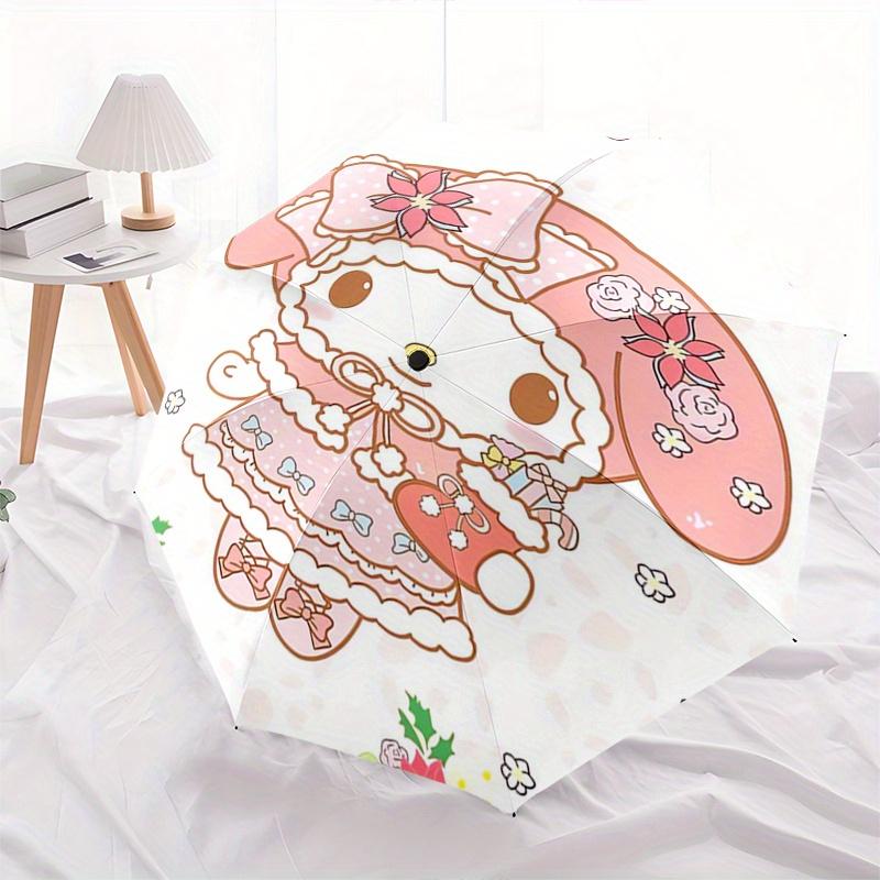 My Melody,Winter Wonderland Automatic Folding Umbrella-Simple 8-Rib Design, Bright Cartoon Pattern, Durable Iron Frame, Suitable For Travel,
