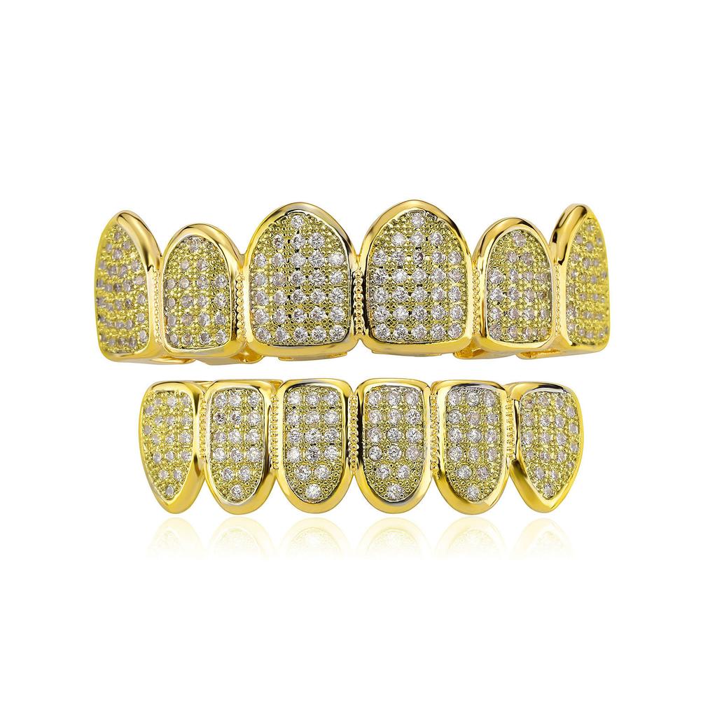 Hiphop Grillz Fashion Blue Body Jewelry Man Trendy Gold / Silver Copper With Zirconia Punk Dental Grillz