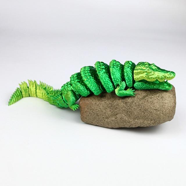 3D Printed Crocodile Toy Movable Joints Simulation Animal Figurine Desktop Ornament Creative Craft Kids Birthday Gift Home Decor
