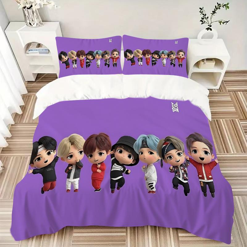 3Pcs Kpop Mini Figures Bedding Sets For All Sizes New 3D Printed Bed Cover Comforter Duvet Cover Pillowcase Bedroom Decoration