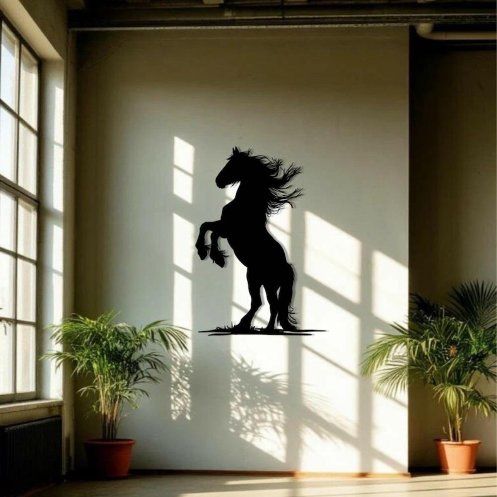 Custom Metal Horse Silhouette Wall Art Rearing Equestrian Sculpture Outdoor Decor