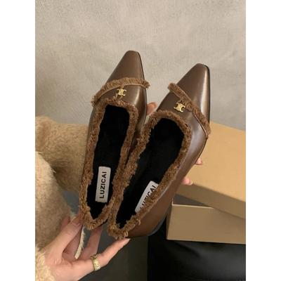 New Style Round Toe Shoes Woman Flat Casual Female Sneakers Dress Comfortable Black Fall Pointed Toe Chain Striped Zapatos Mujer