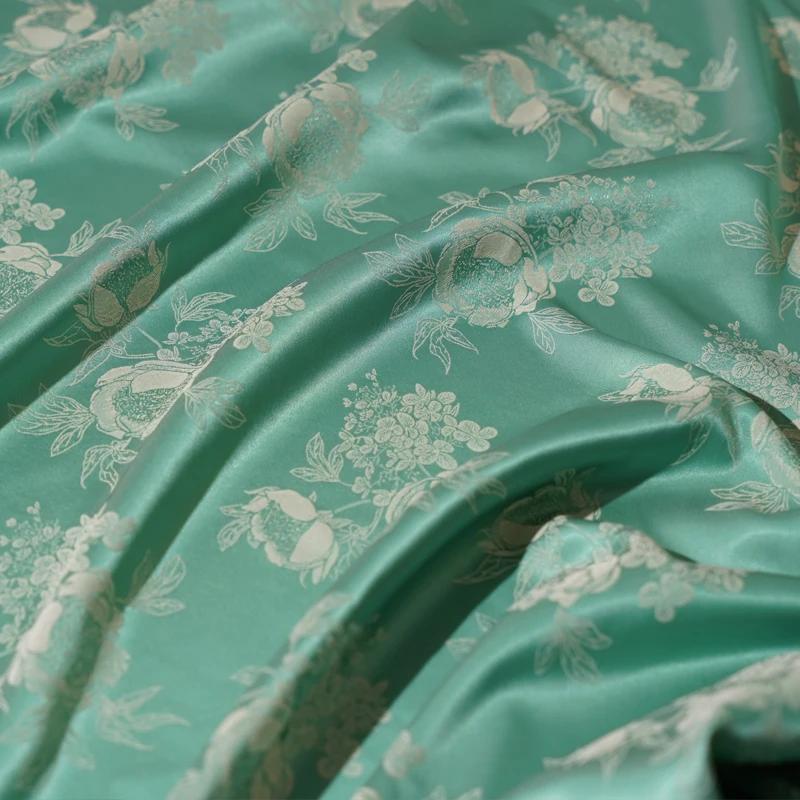 Chinese Style Ancient-style Cotton Bird Patterned Hollowed-out Fabric Flowered Jacquard Silk Satin Fabric Dress Shirt Cheongsam