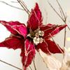 1PC Poinsettia Flower Decorative Home Decor Realistic Christmas Beautiful Shimmering Powder Glitter