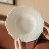 French Embossed Bowl Ceramic Pasta Bowl Home Restaurant Vegetable Bowl Salad Bowl Tableware Western Dessert Bowl