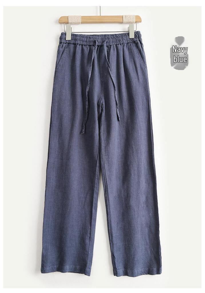 Men's Summer Cotton Linen Wide-Leg Trousers - Loose Fit Casual Pants
