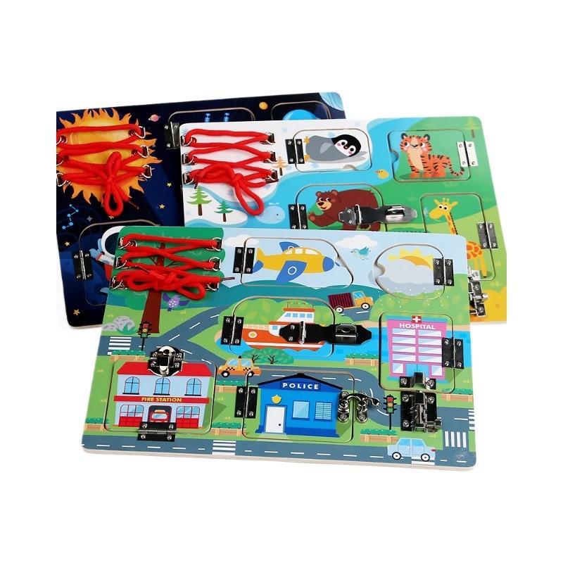 Kinder Holz Spaß Weltraum Tier Verkehr Thema Entsperrbrett Kinderspielzeug Puzzle
