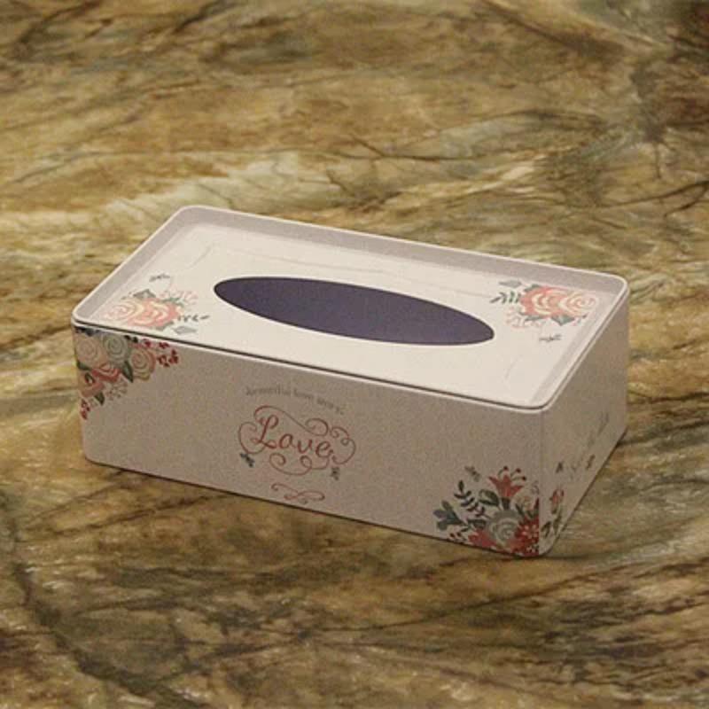 NEUE Hochwertige Taschentuchbox im ländlichen Stil mit Rosenmuster, Schreibtischdekoration aus Eisen