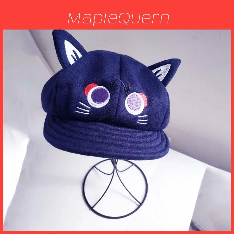 Cute Purple Cat Ear Beret Hat For Women All Seasons Warm Polyester Cotton Material
