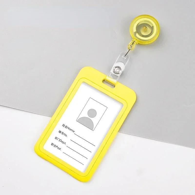 1Set Retractable Badge Holder Reel Staff Nurse Plastic Working ID Name Tag Holder Student Bus Pass Card Cover Case ID Sleeve