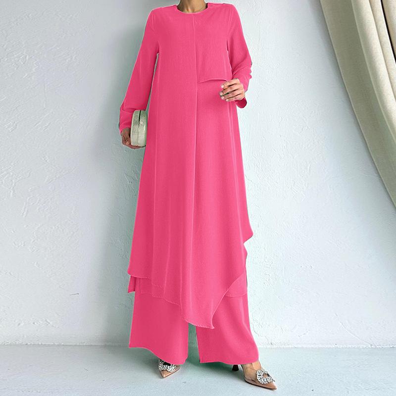 ZANZEA Damebukser med rund hals og lange ermer