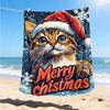 1pc Christmas Cat Outdoor Blanket - Lightweight Flannel Throw For Travel, Camping, Livingroom, Couch, Chair Yy251114221