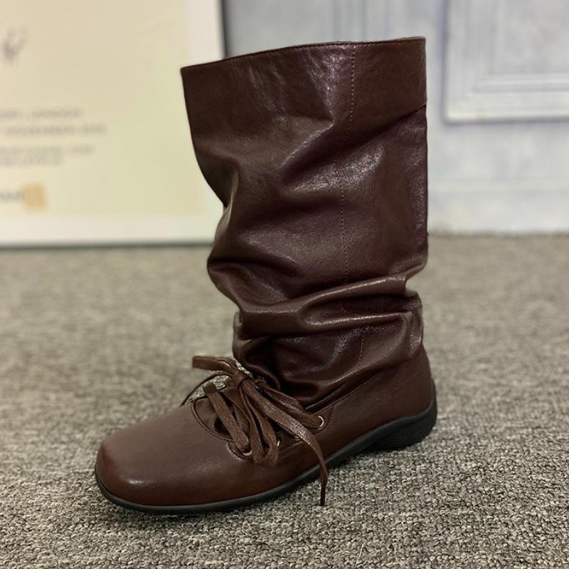 Fashion Winter New Women High Boots Flats Shoes Designer 2025 Trend Casual Gladiator Boots Brand Party Walking Lace Up Sneakers Botas