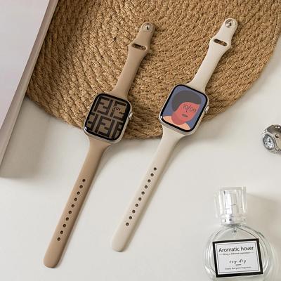 Thin Silicone Strap For Apple Watch 49mm 40mm 44mm 45mm 41mm 38mm 42mm Solid Color Strap Bracelet For IWatch Series 1 2 3 4 5 6 SE 7 8 9