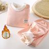 Autumn Winter Baby Plush Children's Pajamas Solid Color Long Sleeved Pants Breathable Pajamas for Boys and Girls Casual Wear