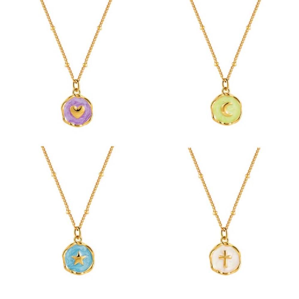 Heart Star Moon Necklace Cross Collarbone Choker Chain Literary Artistic Pendant Necklace  Gifts