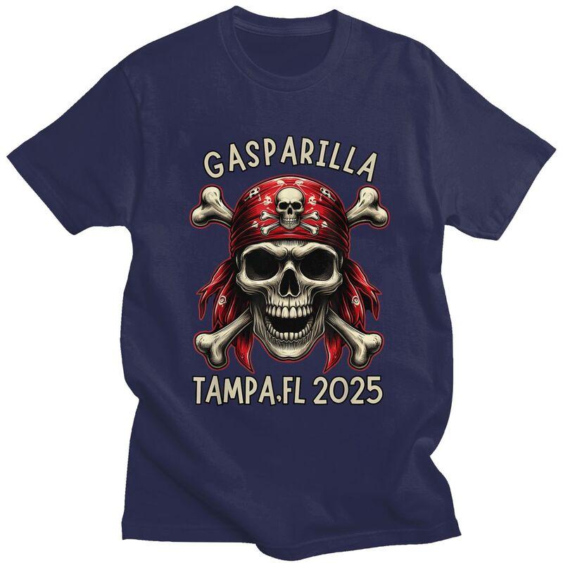 Custom Gasparilla 2025 Pirate Skull Cross T Shirts Men ShortSleeve Tshirts Streetwear Tee Pure Cotton Oversized Tshirts Gift