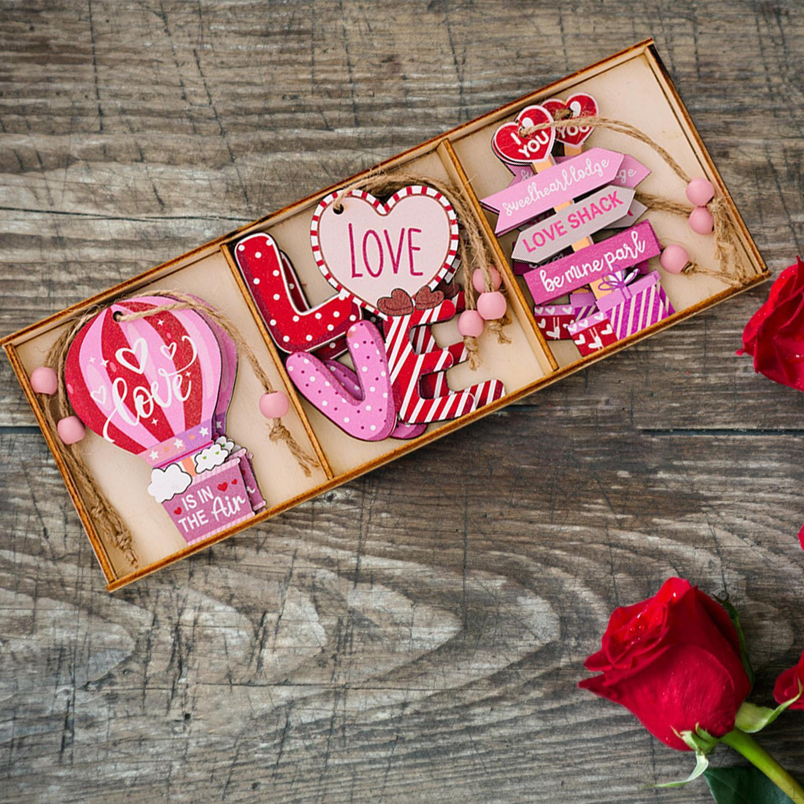 

9 шт. Деревянные подвесные украшения ко Дню святого Валентина Знаки Подвески Фигурки Украшения Style C