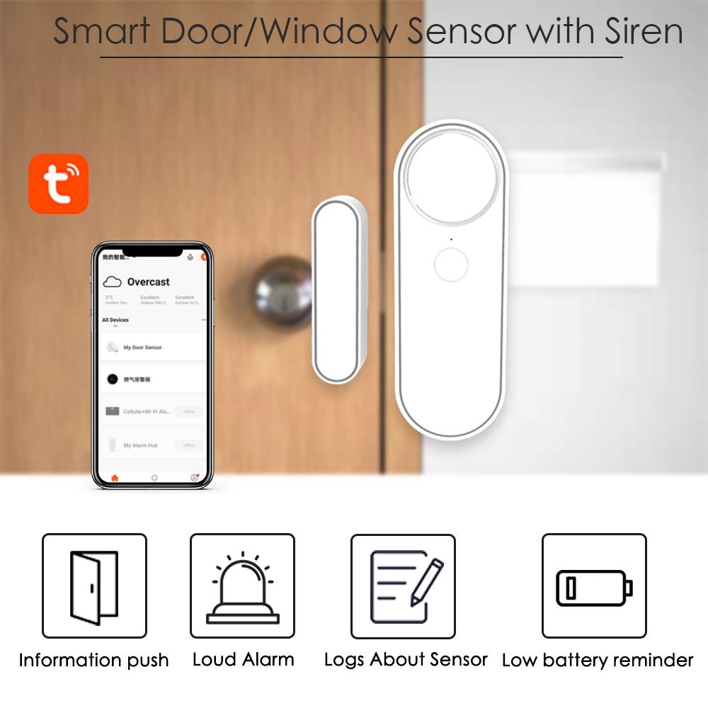 4 Pack Mini Door Window Alarm Home Security TY APP 2.4G WIFI Wireless Magnetic Sensor Anti-Theft