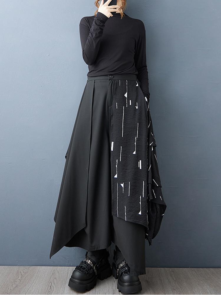 XITAO Patchwork Print Irregular Female Pants Trousers GJ1245