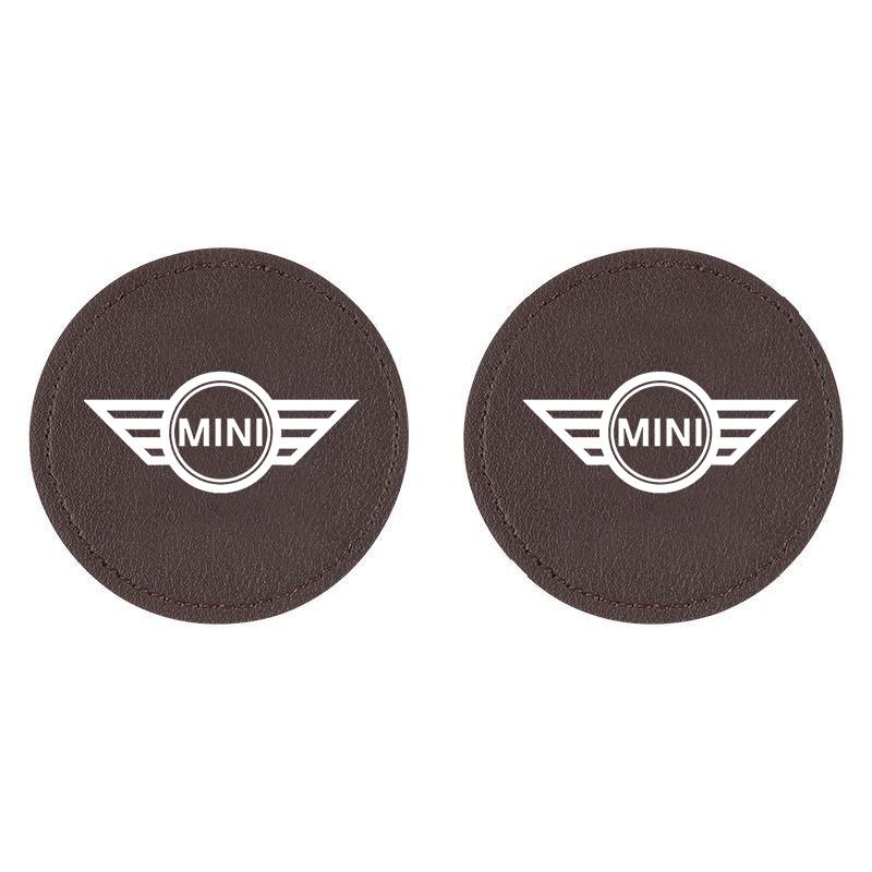 Leather Water Cup Mat Car Accessories Silent Coaster For BMW Mini Works Cooper R50 R53 R55 R56 R60 R61 F54 F55 F56 F60 Clubman