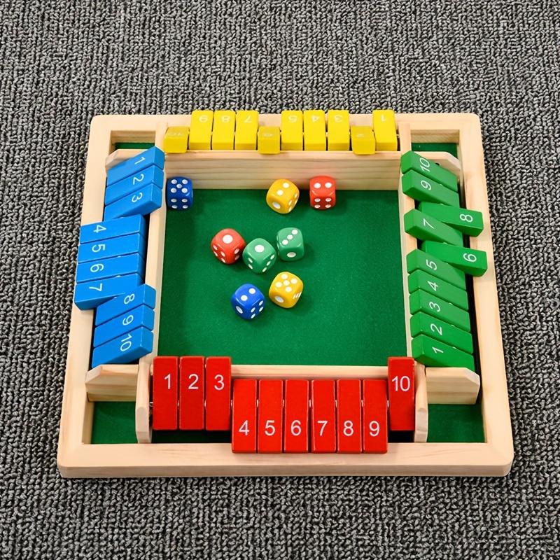 Colorful Wooden Four-Sided Number Folding Board Game Interactive Dice Card Game for Toddlers, Develops Fine Motor Skills Cognitive Abilities,