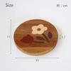 Wakacho Marquetry Small Flower Natural 11 x 11 x Coaster, Coaster, Pattern, Round, Wood, Approx. 1.1 cm, Brown, DZ-61