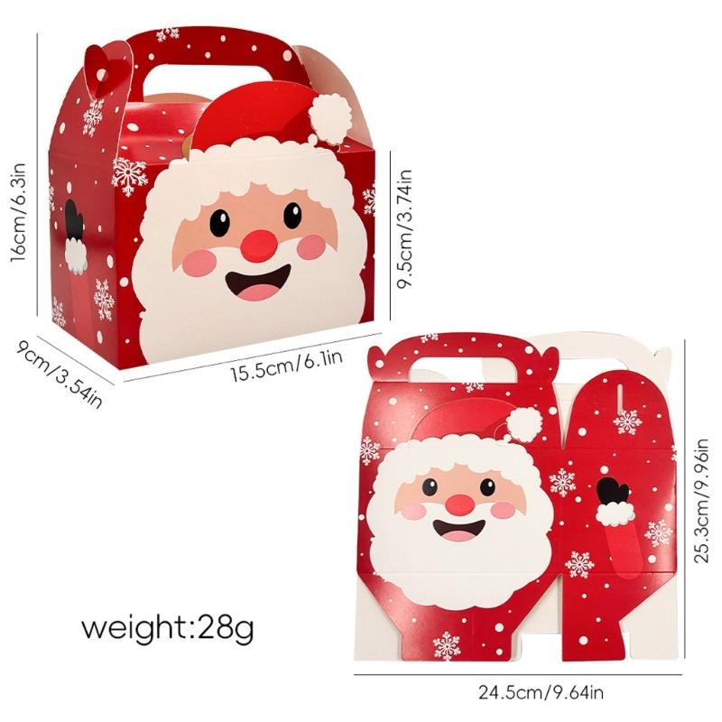 Environmental Friendly Paper Substance Christmas Holiday Party Candy Box With Handle For Cake Dessert Chocolate Gift Packaging Storage