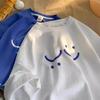 Korean Plus Size Smiley Face Women's Summer T-Shirt - Trendy Cotton Short Sleeve, Couples' Casual Fashion