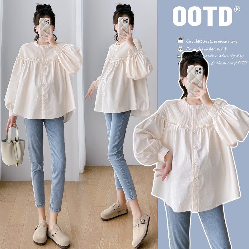 2026 Spring/Summer Elegant Maternity Patchwork Loose Doll Shirt 2XL