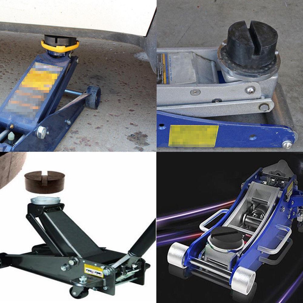 2 Pcs Car Black DIY SUV Slotted Frame Rail Hydraulic Floor Jack Disk Rubber Pad