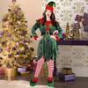 Entzückendes Weihnachtsfeier Elfenkostüm für Damen mit langen Ärmeln und festlichem Erscheinungsbild