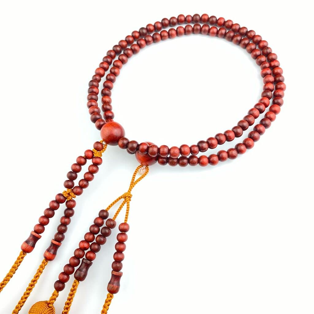 Myorenka Buddhist Prayer Beads for Nichiren 108 Red Sandalwood Medium Includes Prayer Bead Brahma Formal Buddhist Prayer Lotus Natural Set Brahma
