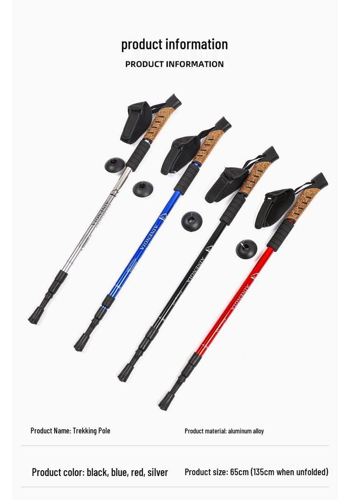 Outdoor Hiking Poles Set: 2-Piece Aluminum Alloy Trekking Poles with Cloth Bag.