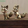 Vintage Brass Fox Figurines | Cute Animal Statues for Home Desk Decoration