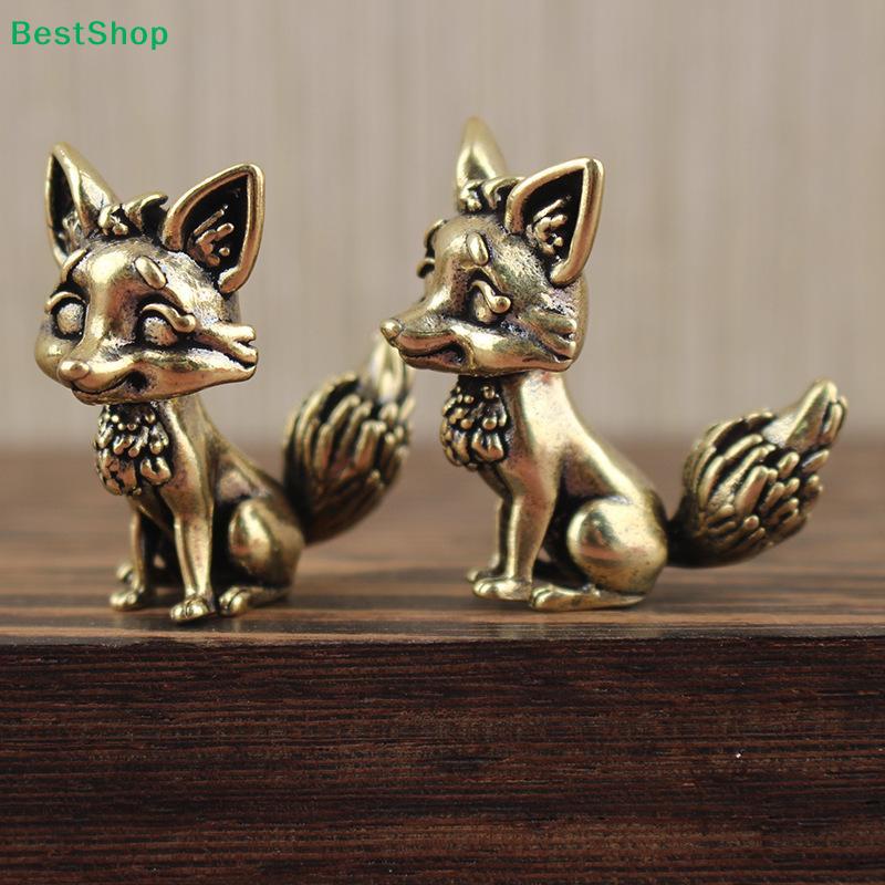 Vintage Brass Fox Figurines | Cute Animal Statues for Home Desk Decoration