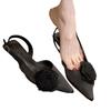 Fashion Flower Women Heeled Sandals Pointed Toe Shallow Mid Heels Shoes Elegant Buckle Pumps 2025 Summer Slingback Sandalias De Mujer