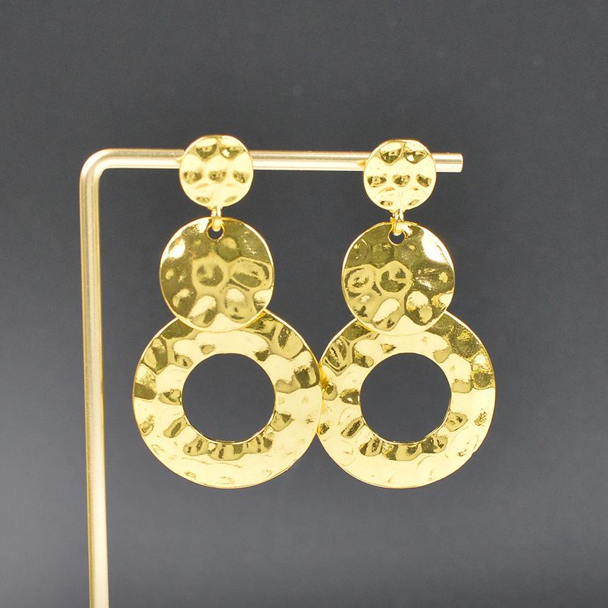 

JMXD-Y2K Statement Geometric Drop Earrings & Exaggerated Multi-Layered Openwork Round Studs with Hammered Texture, Minimalist Abstract Women’s