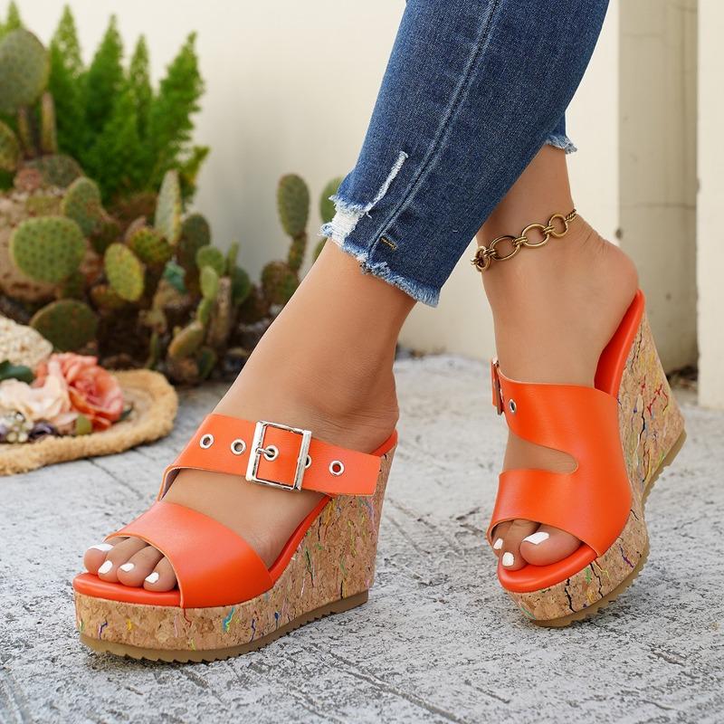 

Жіночі капці з відкритим носком, Новий стиль, Товста підошва, Каблук-хвіст риби, Туфлі на високих підборах 43 червоний/помаранчевий