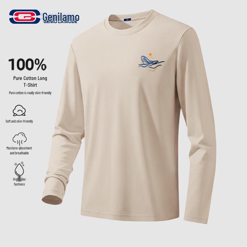 GENIOLAMODE Men s Pure Cotton Long Sleeve T-Shirt 2XL
