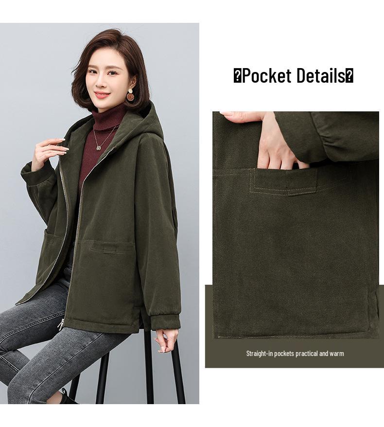 Women's 2024 Winter Korean-Style Loose Fleece-Lined Cotton-Padded Parka