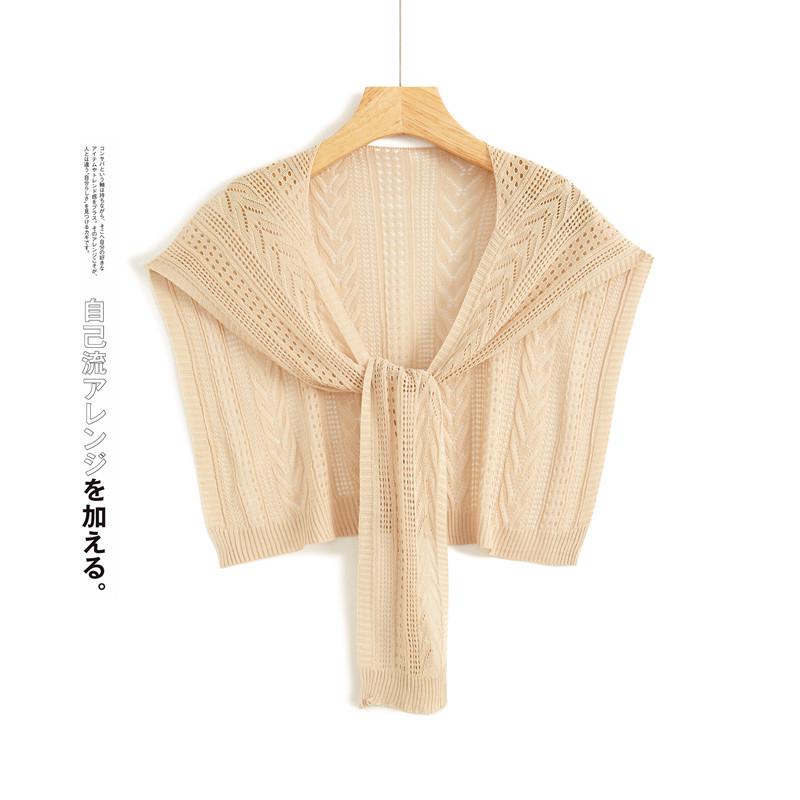 Summer Ice Silk Sun Protection Shawl: Lightweight Knitted Shoulder Protector & Scarf