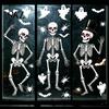 Wear-resistant Glass Cling 3Pcs Halloween Skeleton Stickers, Waterproof PVC Window Clings, Static Decals, Durable Removable Stickers for Home
