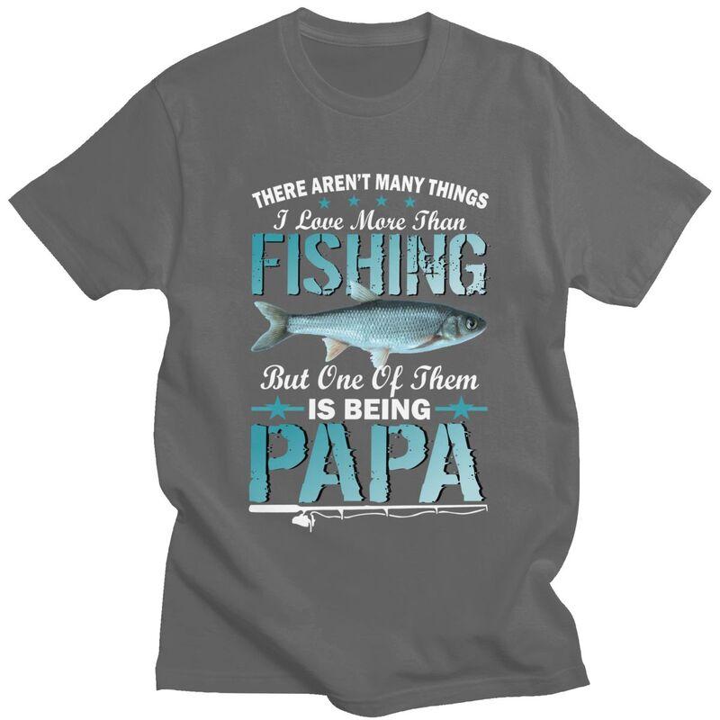 Custom Male Fishing Papa T Shirt Short Sleeves Cotton Tshirt Tshirt Casual Dad Fathers Gift Tees Slim Fit Clothing